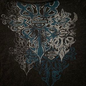 HD gray and turquoise sweatshirt